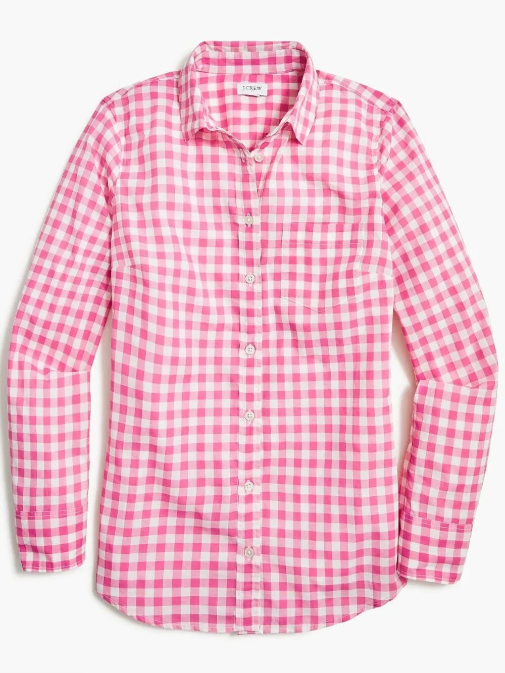 NWT J. Crew Size XL Pink Gingham Lightweight Cotton Shirt in Signature Fit NEW